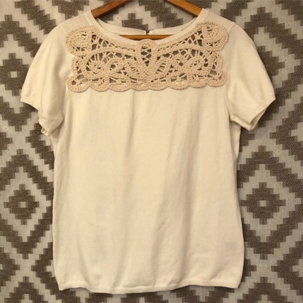 Knitted Knotted Sweater Crochet Appliqué Sweater S